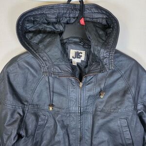 Vintage 1990s JLC Black Leather Parka Coat